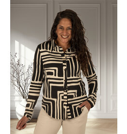Ecru/zwart print blouse van By Swan