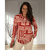 Ecru/rood print travelstof blouse van By Swan