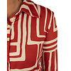 Ecru/rood print travelstof blouse van By Swan
