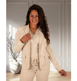 Mi  Piace Lichtbeige travelstof blazer van Mi Piace