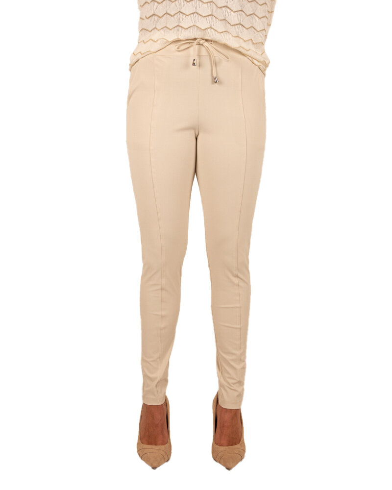 Lichtbeige travelstof broek van Mi Piace