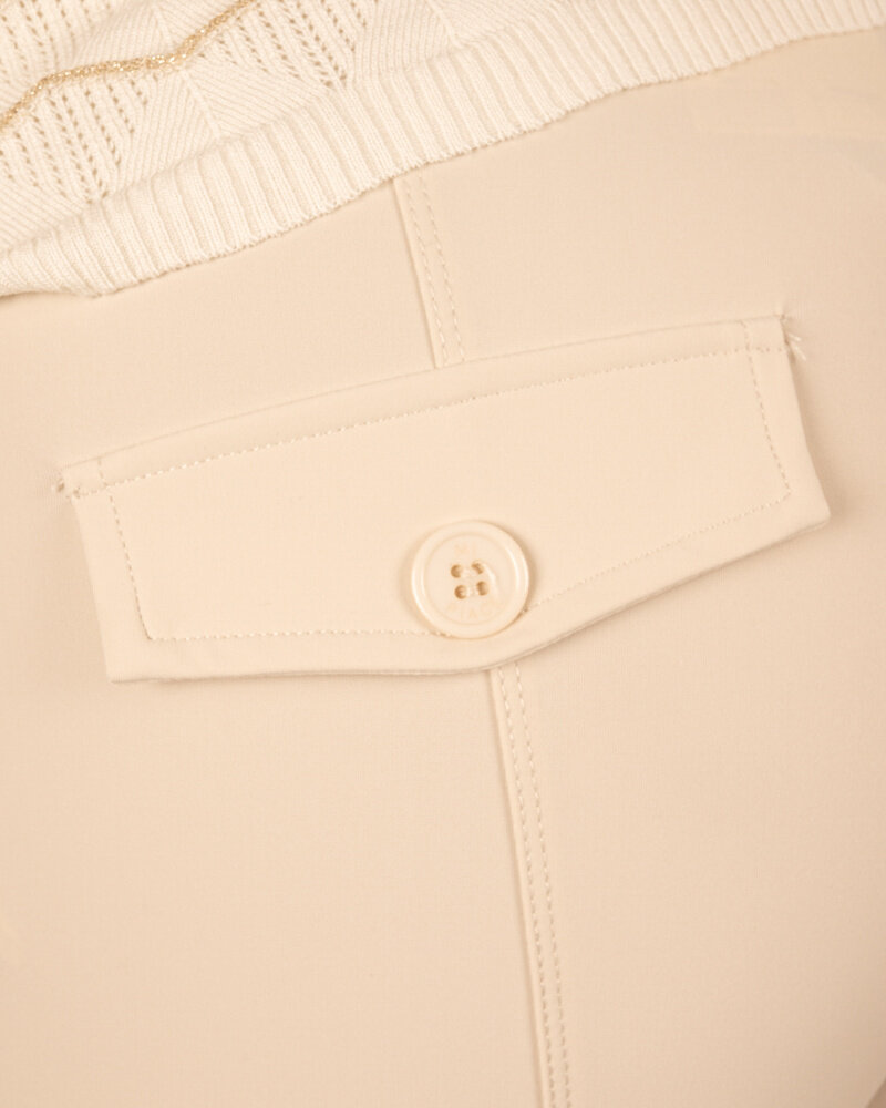 Lichtbeige travelstof broek van Mi Piace