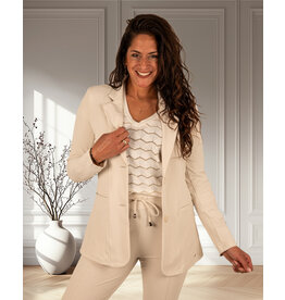 Mi  Piace Lichtbeige halflange travelstof blazer van Mi Piace