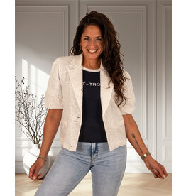 El-Vita Witte broderie blazer pofmouw