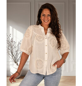 Gemma Ricceri Off-white  blouse met pailletten