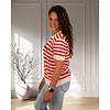 Rood/ecru gebreid shirt "Tout va bien" van Gemma Ricceri