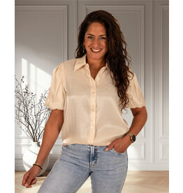 Gemma Ricceri Beige  blouse met glans