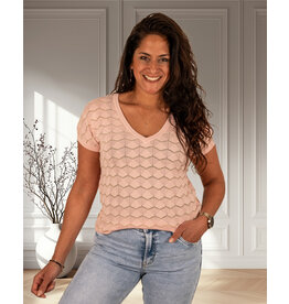 Gemma Ricceri Roze ajour shirt met goud