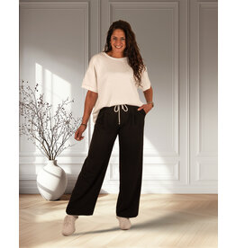 Perla Nera Zwarte pantalon met koord