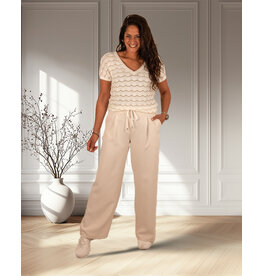 Perla Nera Beige pantalon met koord