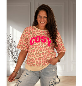 Gemma Ricceri Beige shirt "Cosy" panter roze