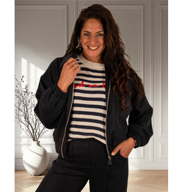 Donkerblauwe tencel bomberjack