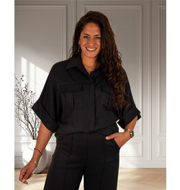 Donkerblauwe tencel blouse van Vanto