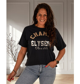 Gemma Ricceri Donkerblauw shirt gouden "Champs"print