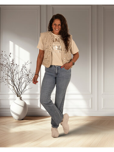 Light blue high rise straight jeans van Norfy