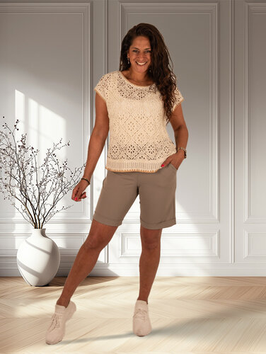 Mi  Piace Taupe  travelstof short van Mi Piace