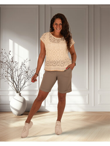 Mi  Piace Taupe  travelstof short van Mi Piace