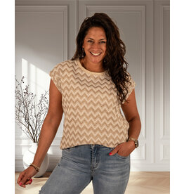 Beige/goud zigzag shirt