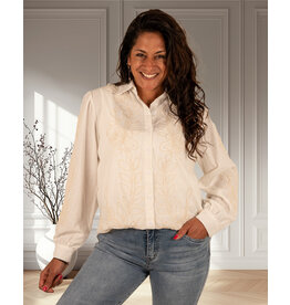 Ecru blouse met borduur