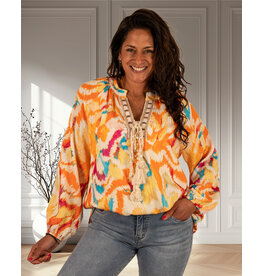 Gemma Ricceri Ecru/oranje print tuniek van Gemma Ricceri