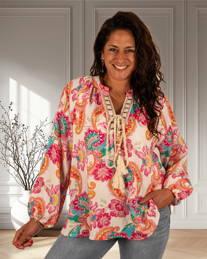 Donkerroze print tuniek van Gemma Ricceri