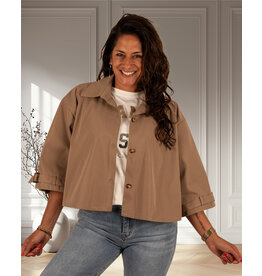 Camel korte trenchcoat