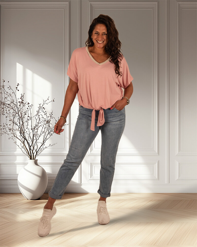 Roze shirt knoop van Gemma Ricceri