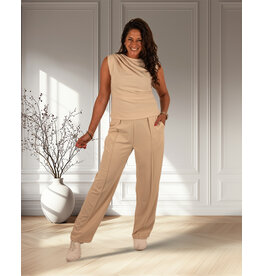 Perla Nera Beige broek met rechte pijp van Perla Nera