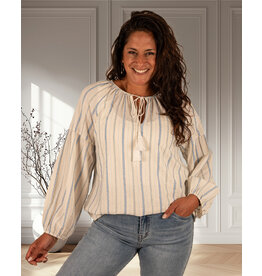 Vera Jo Ecru/blauw gestreept tuniek