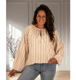 Vera Jo Ecru/beige gestreept tuniek