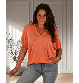 Gemma Ricceri Oranje shirt V-hals glitter