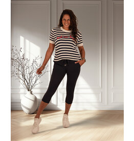 Mi  Piace Donkerblauwe  travelstof capribroek van Mi Piace