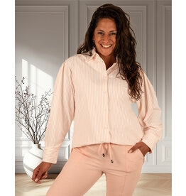 Mi  Piace Peachskin/off white travelstof blouse van Mi Piace