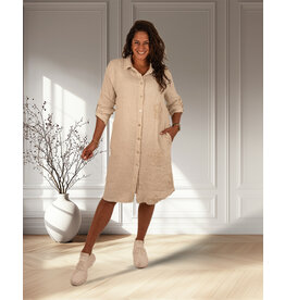 Gemma Ricceri Beige linnen jurk met bloemen
