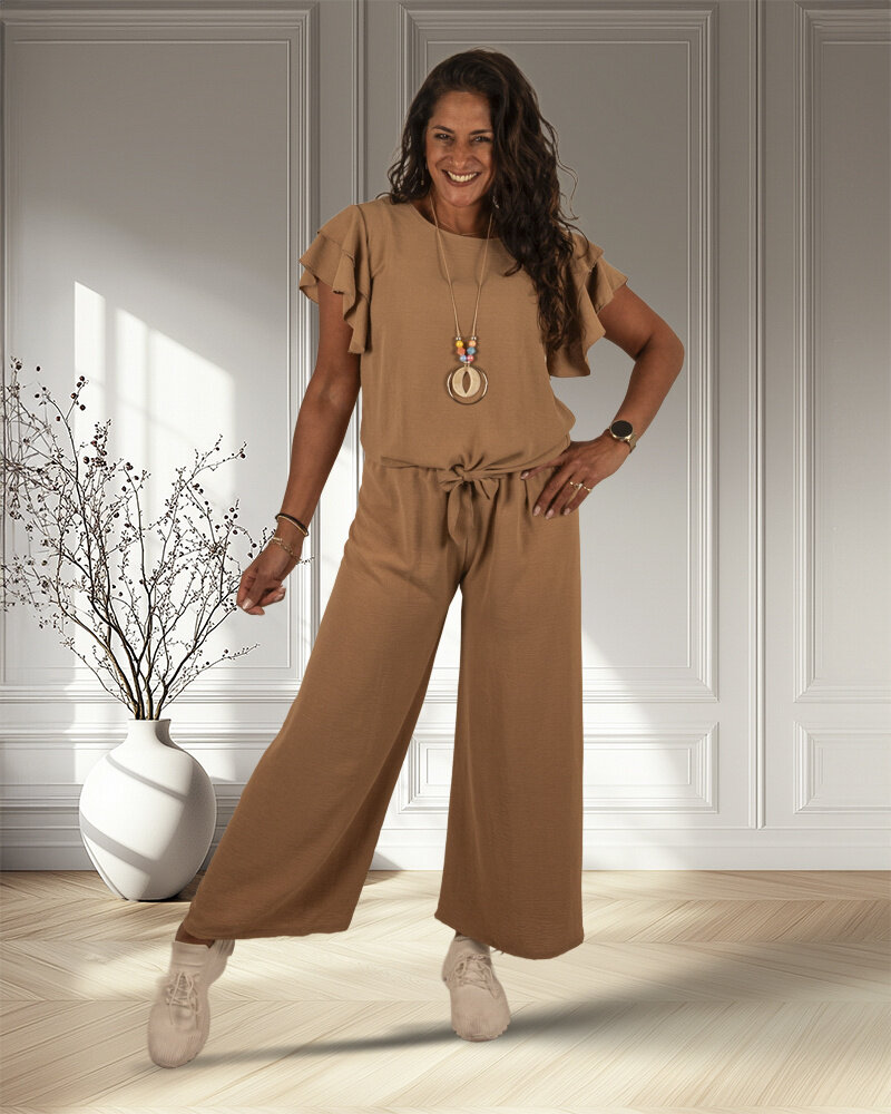 Camel set shirt met broek van El-Vita