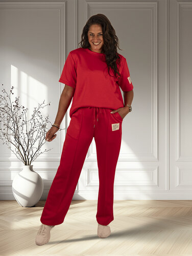 Rood joggingpak lang