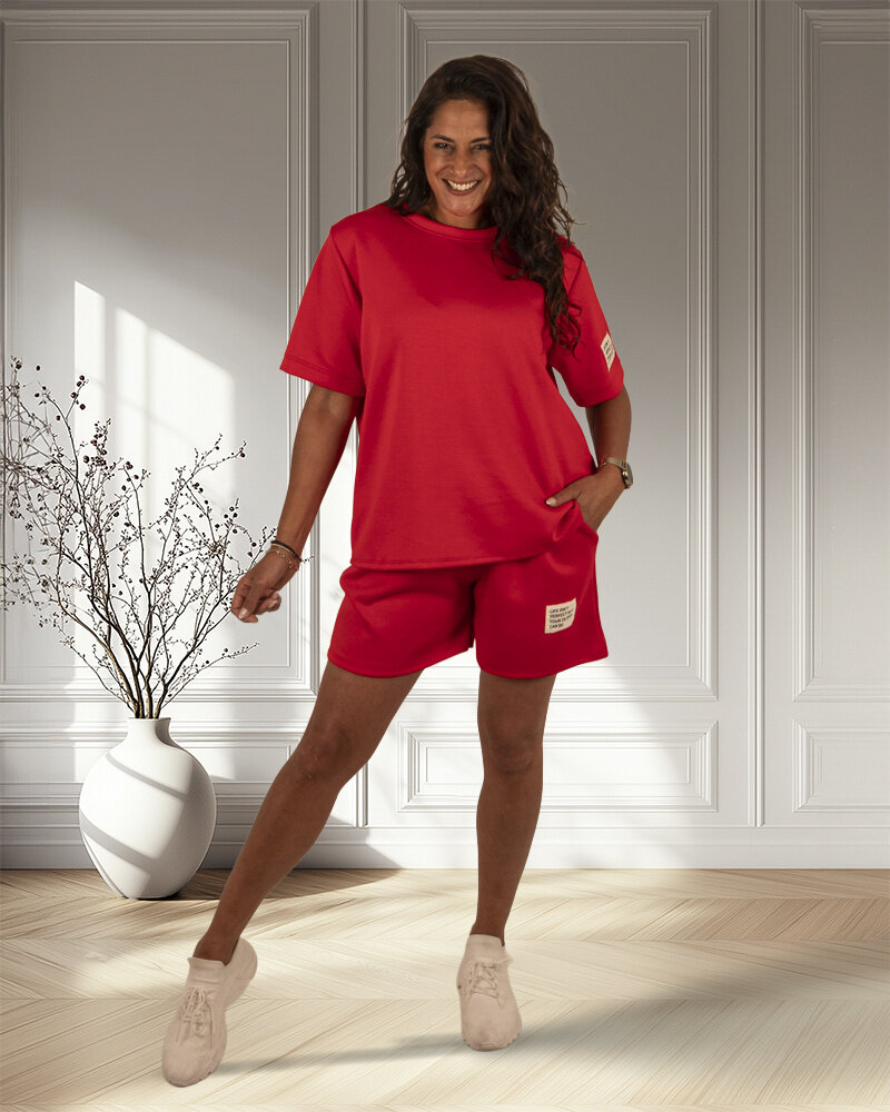 Rood joggingpak kort van El-Vita