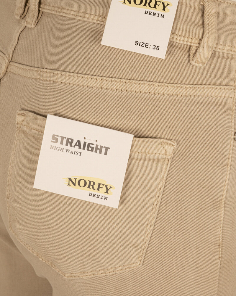 Beige high rise straight jeans van Norfy