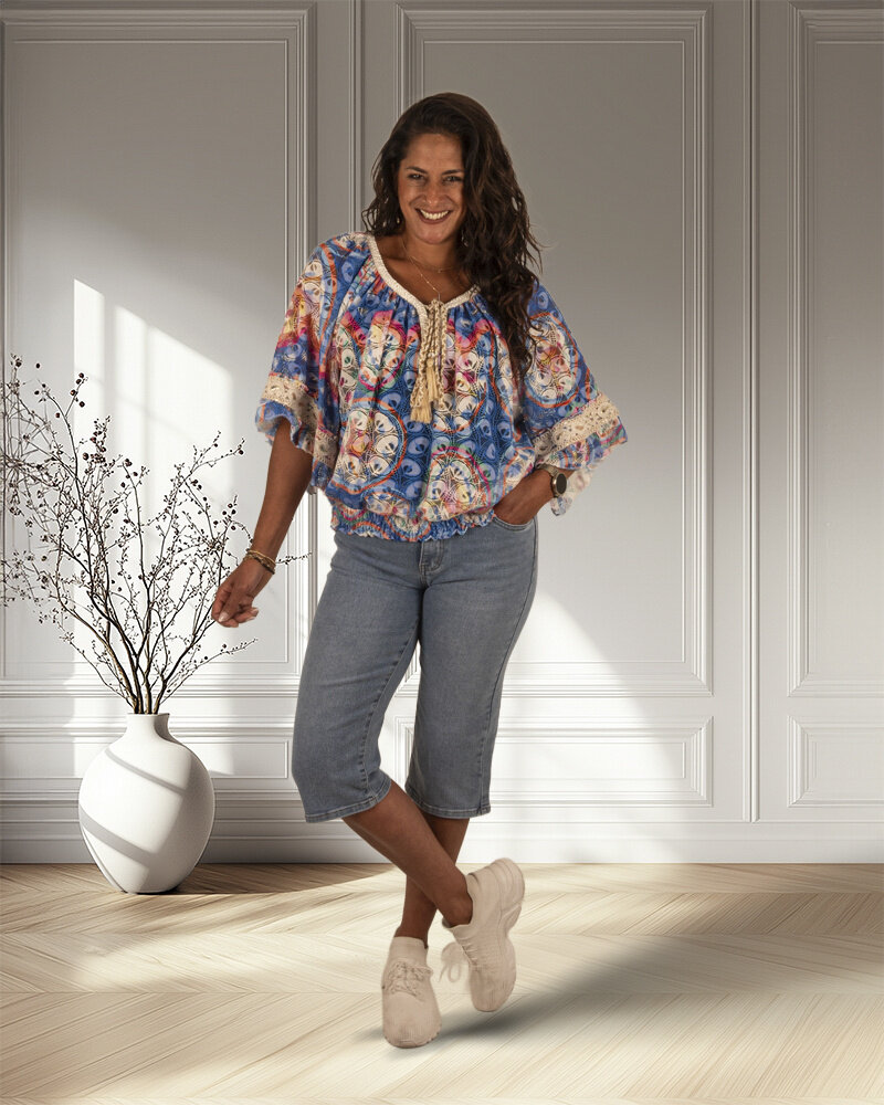 Light blue high waist capri van Norfy