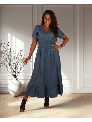 El-Vita Donkerblauwe overslagjurk