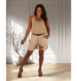 Made in Italy Beige bloemen short