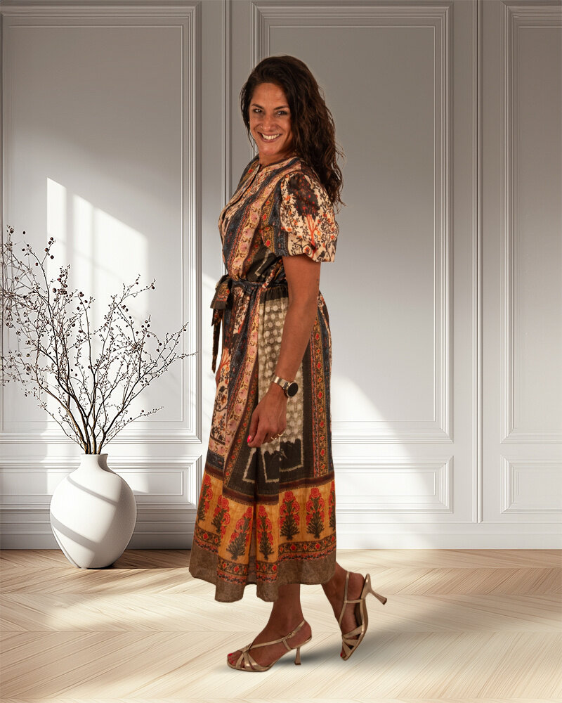 Patchwork print jurk van Forza