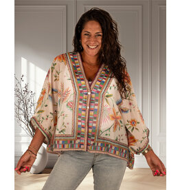 Ecru korte blouse bloemenprint van Forza