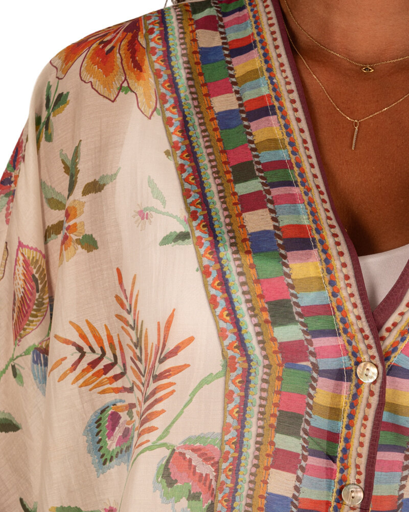 Ecru korte blouse bloemenprint van Forza