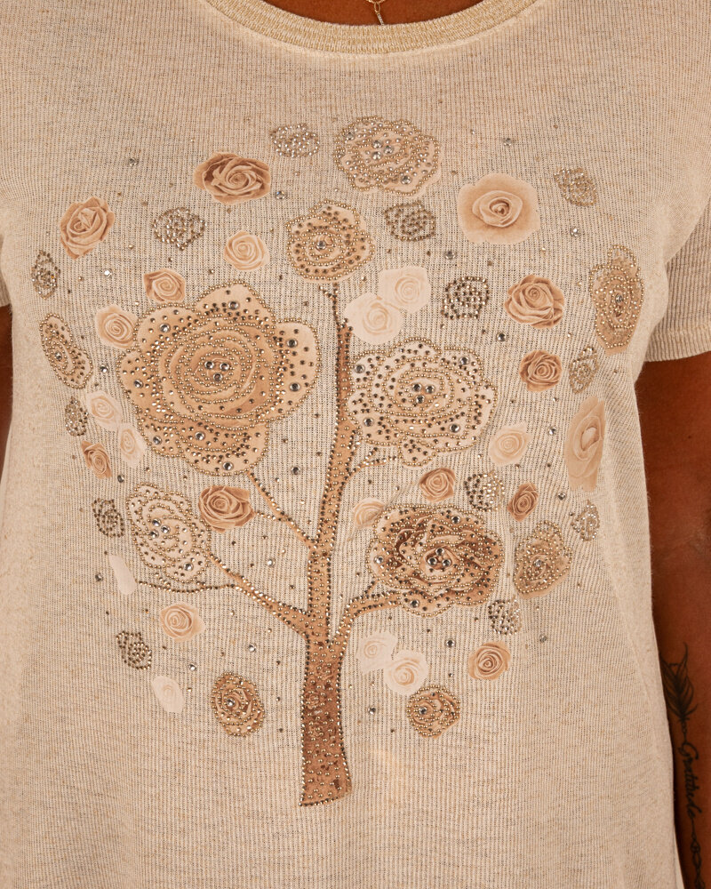 Beige shirt bloemen van Gemma Ricceri