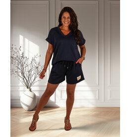 Donkerblauw joggingpak kort