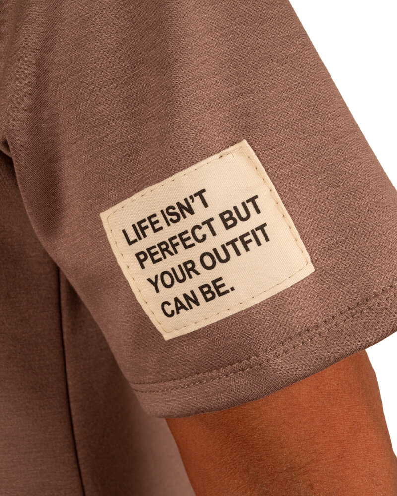 Taupe lange joggingjurk van El-Vita