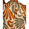 Ecru/groen/camel print halterjurk van Vera Jo