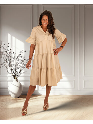 Beige strokenjurk van Forza