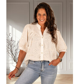 Gemma Ricceri Off-white  blouse met pailletten